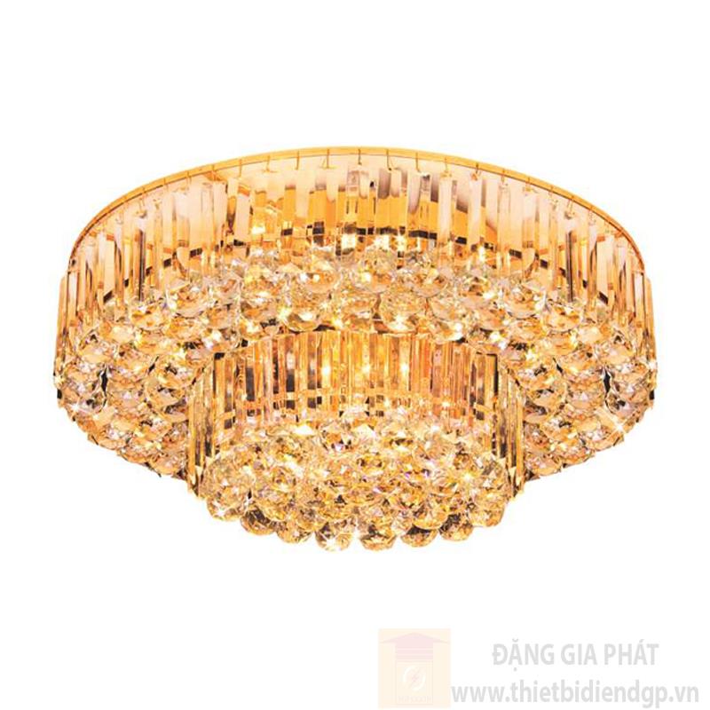 Đèn mâm ốp trần pha lê tròn Ø600*H250, E14*5 lamp, LED 5W*6, 133 crystals, remote